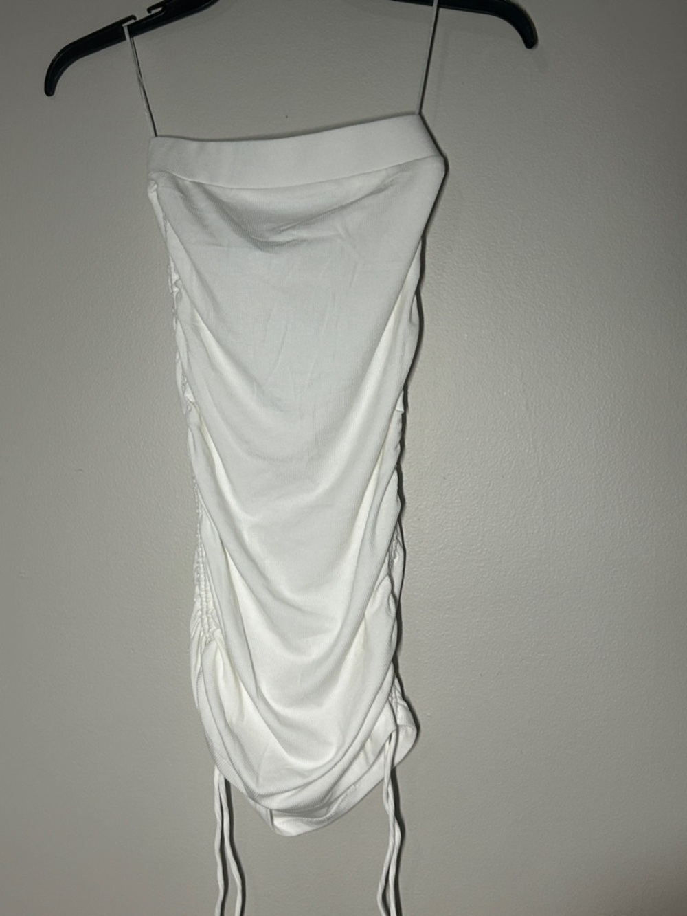 2for20 - White Ruched Tie-Side Mini Skirt